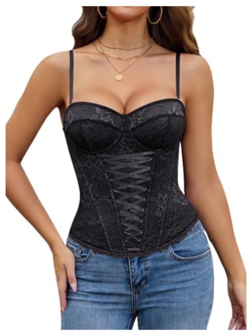 Lace Corset Top Bustier Underwire Y2K Going Out Crop Top Viscose